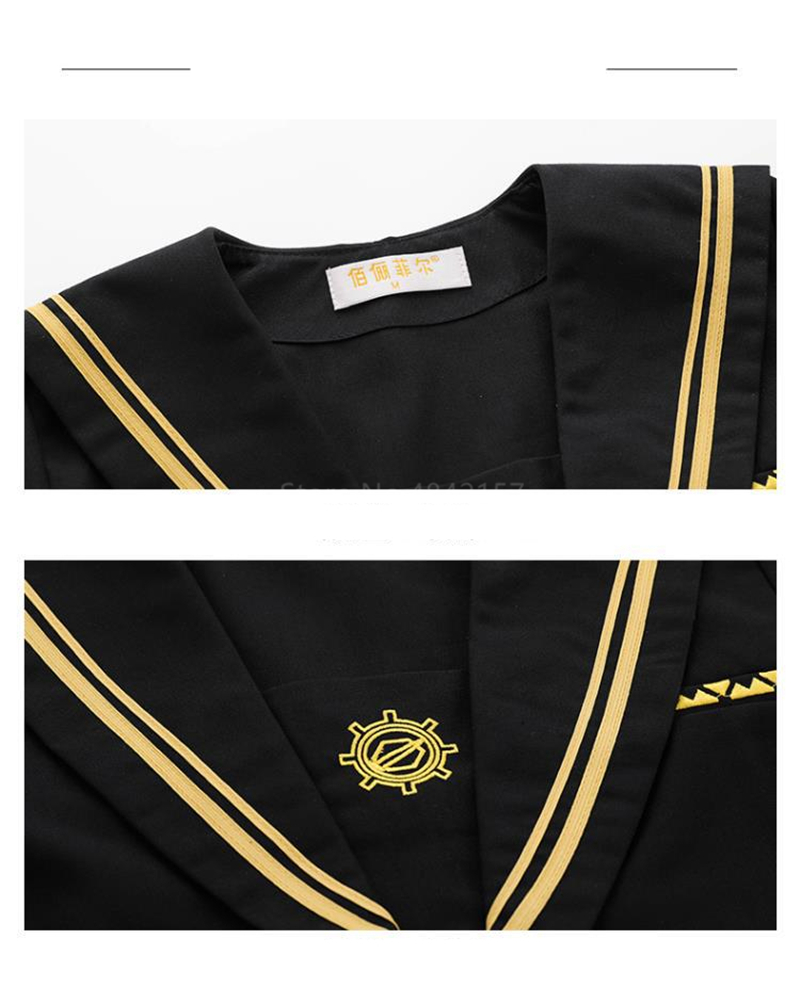 Japanese Bad Girls School Uniform Basic Pleated Skirt Excellent Students Super-long College Black Sailor Suits Mori Lolita Shoes Image