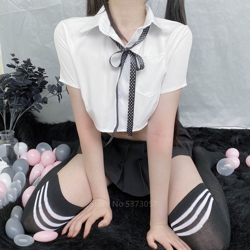 Woman School Uniforms Sexy Collage Student Sailor Party Cosplay Costume Japanese Short Sleeve Anime JK Suit Girls Pleated Skirt Image