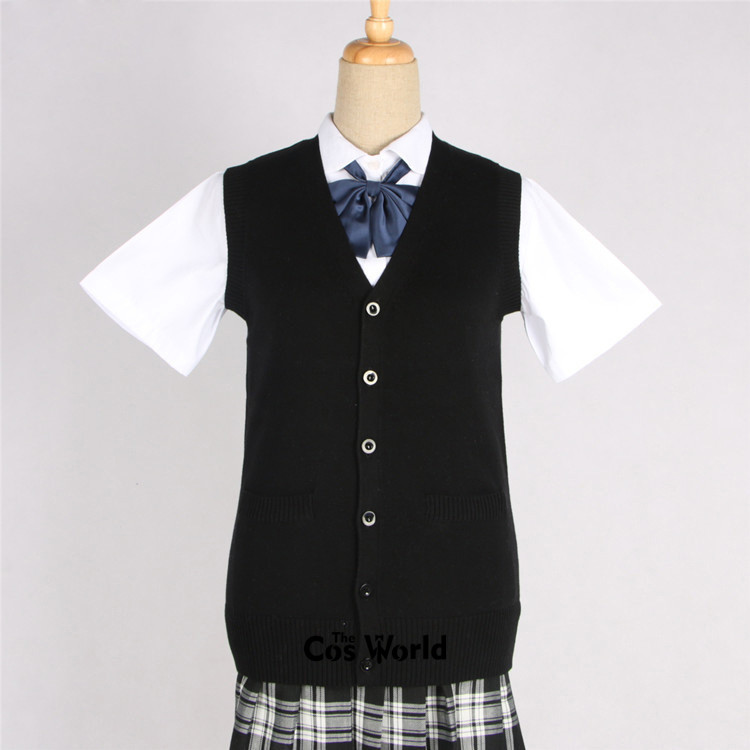 Men's Women's Spring Autumn Sleeveless Knit Cardigan V Neck Sweater Outwear Jacket Coat For JK School Uniform Student Clothes Image