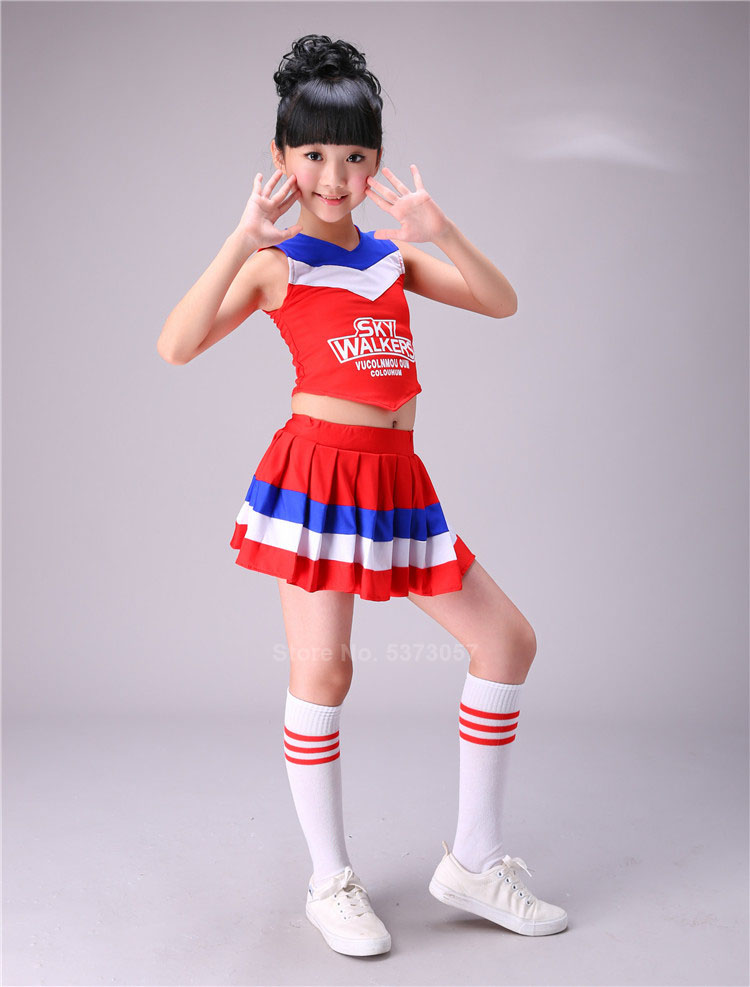 Sleeveless Vest+pleated Skirt 2PCs Cheerleader Costumes for Kids Girls Student School Uniform Cheerleading Dance Performance Image