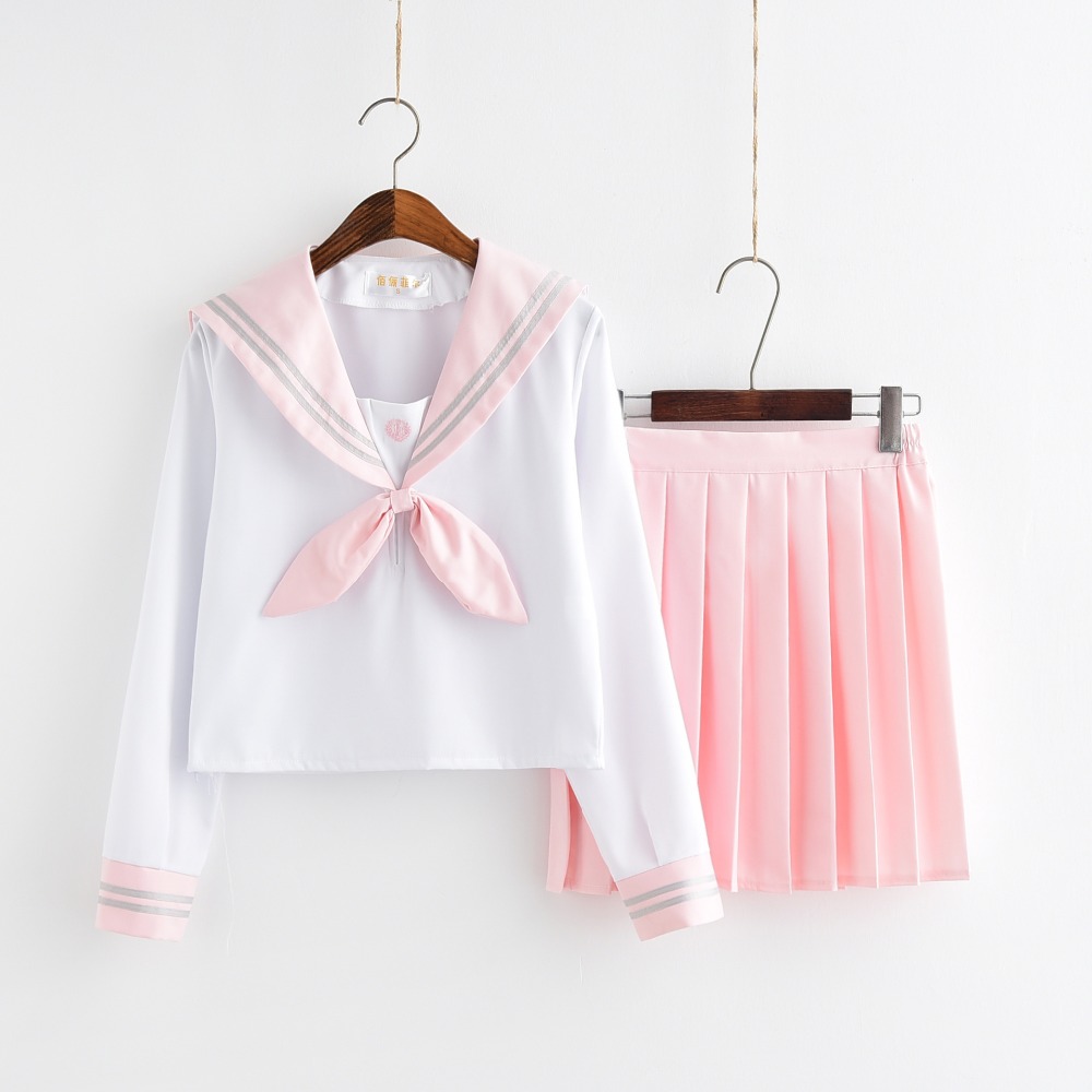 Japanese School Uniform For Girls Sailor Pink Mint Style Students Clothes For Girl Plus size Lala Cheerleader clothing Image