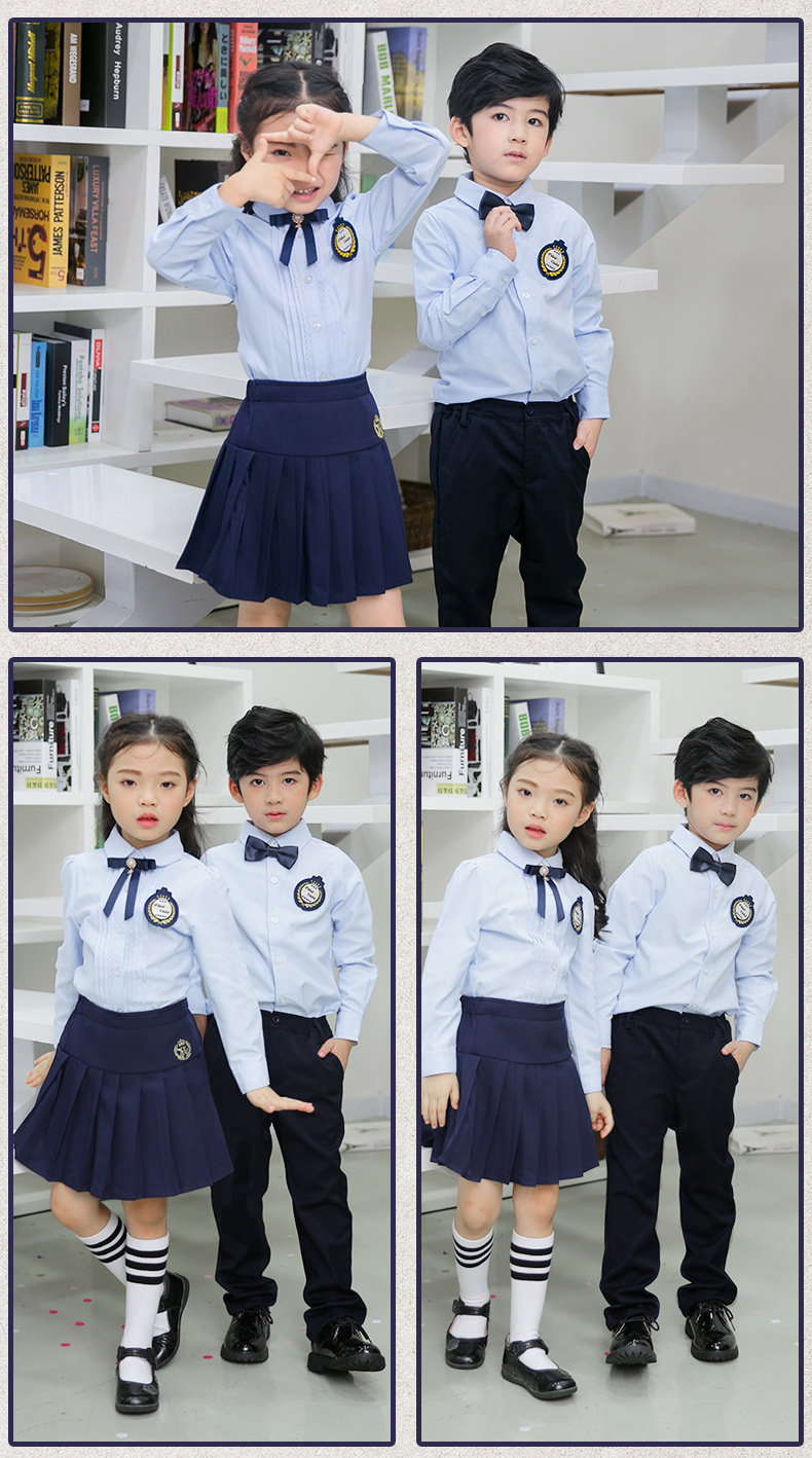 Kids Kindergarten Uniform Child Long Sleeve School Uniform British Children's School Wear Primary Students Class Clothes D-0600 Image