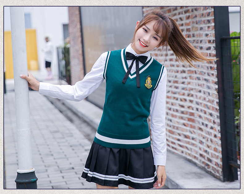 Student School Uniform 4pcs Winter Boy Girls Japanese Students Wear Tenneger College Uniforms Girls Boys Sweater Costume D-0548 Image