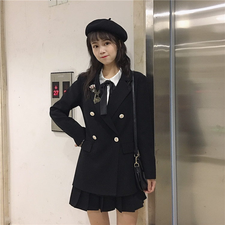 JK Uniforms College  Suit Female Autumn Small Suit Jacket Shirt Jacket Pleated Busts Wears japanese fashion  school uniform Image