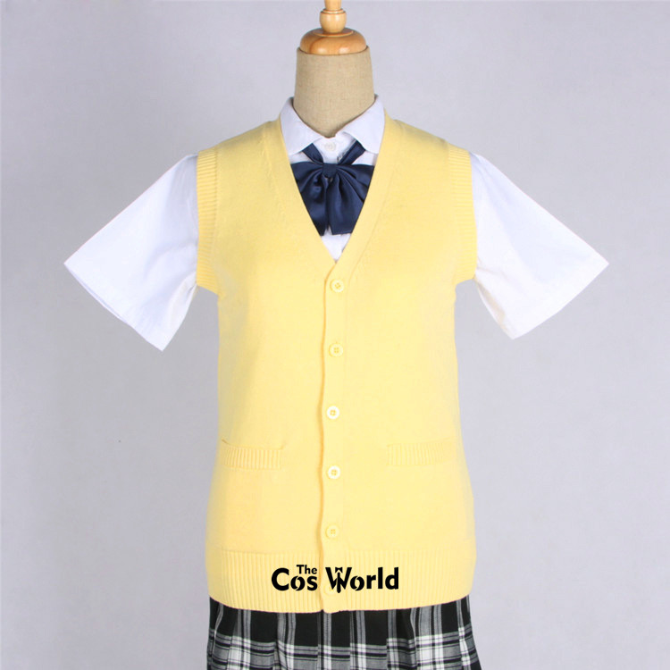Men's Women's Spring Autumn Sleeveless Knit Cardigan V Neck Sweater Outwear Jacket Coat For JK School Uniform Student Clothes Image