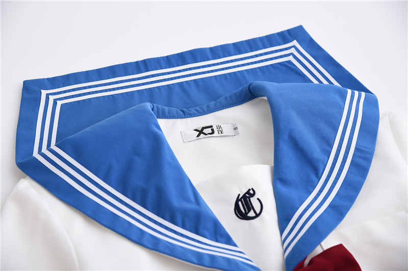 Light Blue Japanese Uniform For School Girls Long Sleeve Sailor Shirt Pleated Skirt Set College Middle High School Uniforms Image