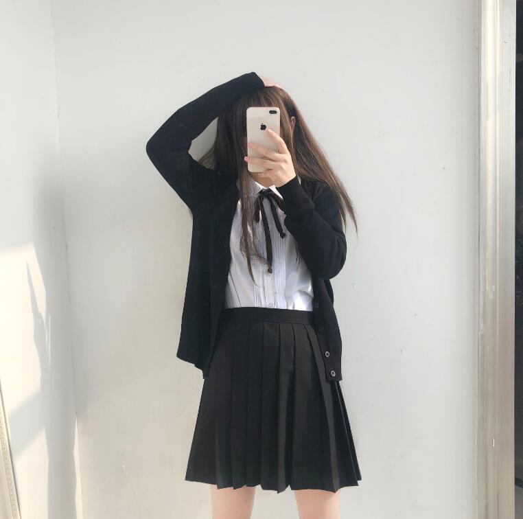 Japanese sailor suit long-sleeved school uniform Cardigan student wear class Japanese JK uniform shirt Cardigan set Image