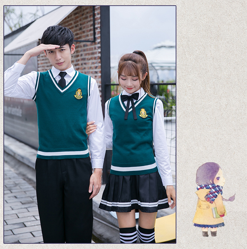 Student School Uniform 4pcs Winter Boy Girls Japanese Students Wear Tenneger College Uniforms Girls Boys Sweater Costume D-0548 Image