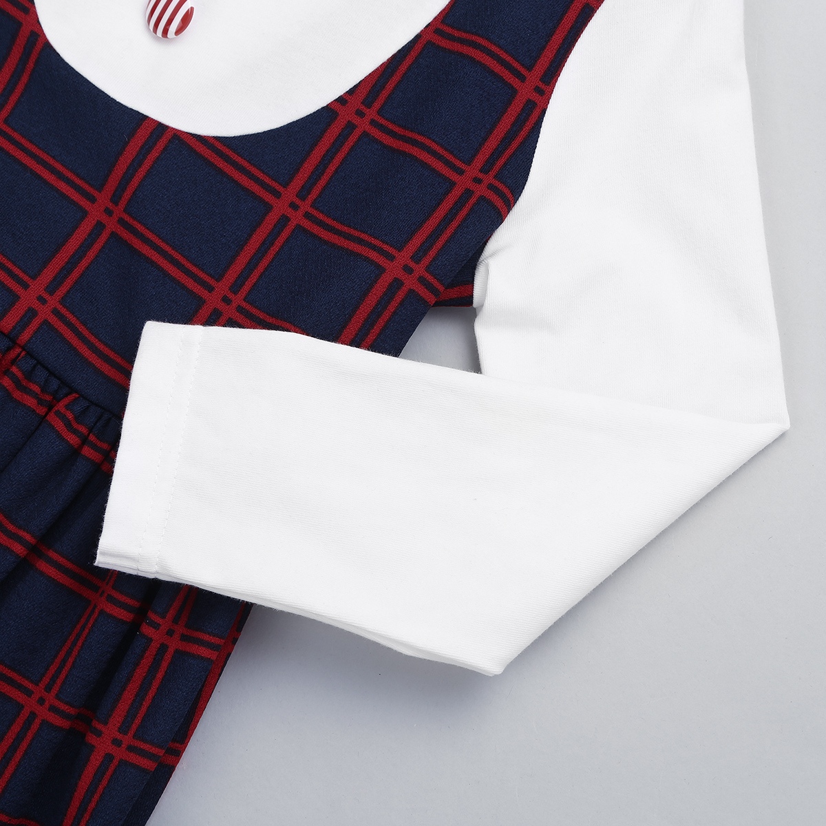 Kids Children Students Girls Uniform Long Sleeves Lapel Plaid A-line False Two-piece Dress for Birthday Party School Uniforms Image