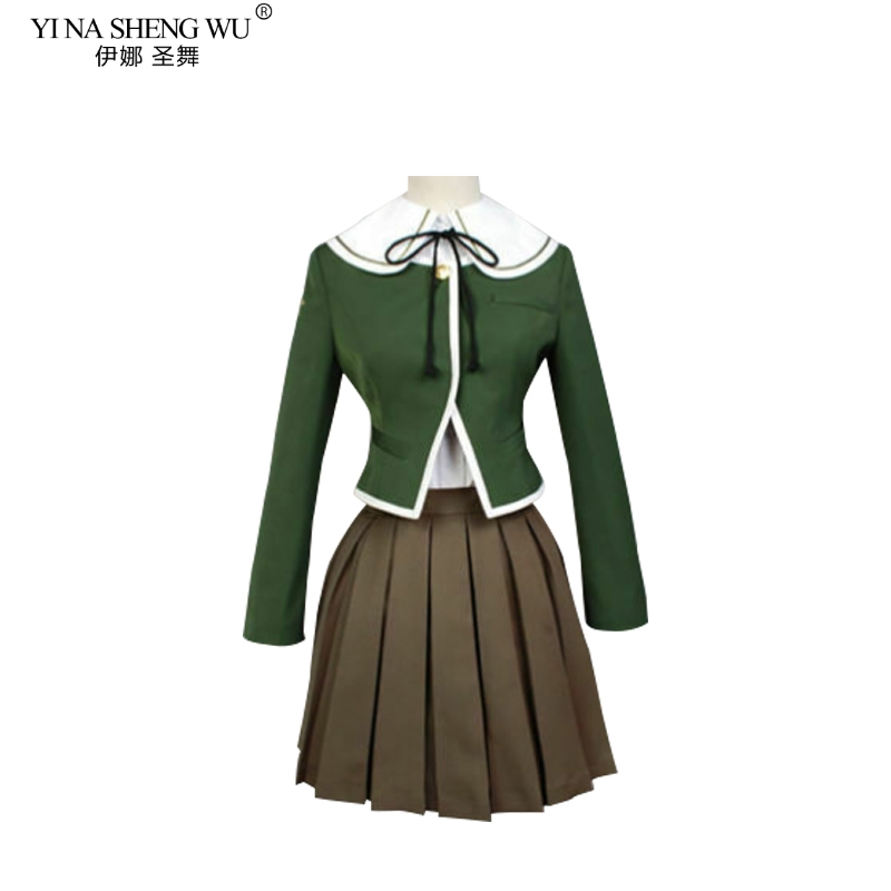 Danganronpa Fujisaki Chihiro Cosplay Costume JK Girls School Uniform Sailor Suit Coat Shirt Dress Outfit Cosplay Wig Drop Ship Image