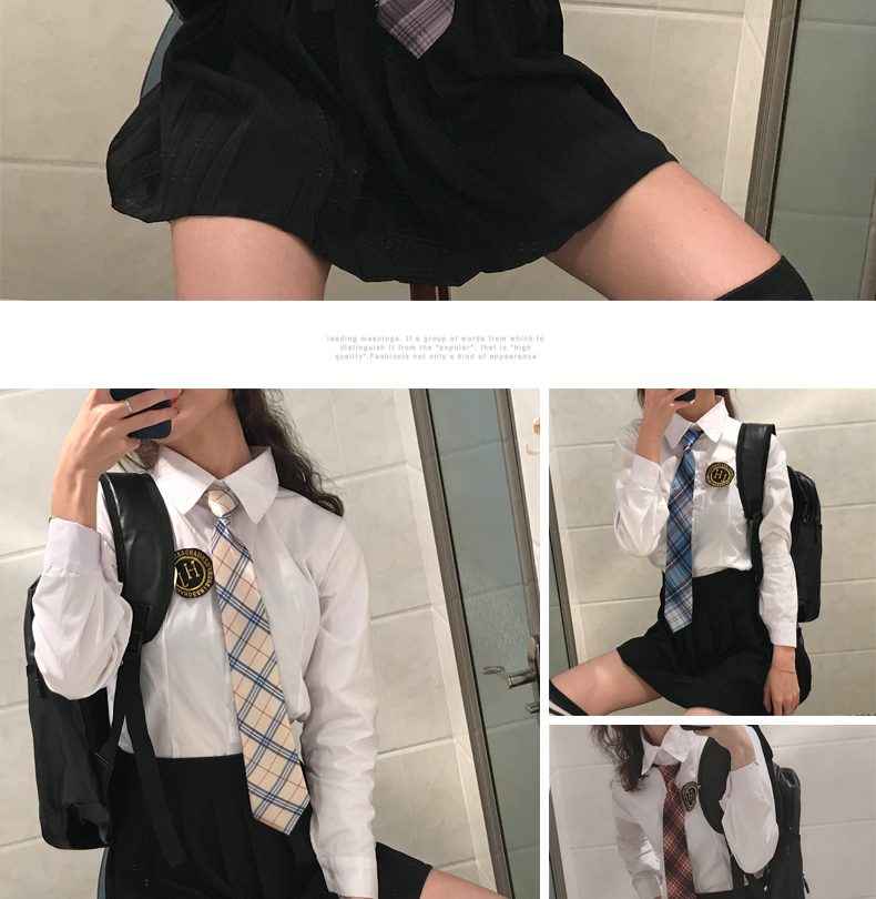Japanese School Uniforms Jk College Style Students Girls Long Sleeve Tops+tie+skirt+cardigan Gray Pleated Skirt British Style Image