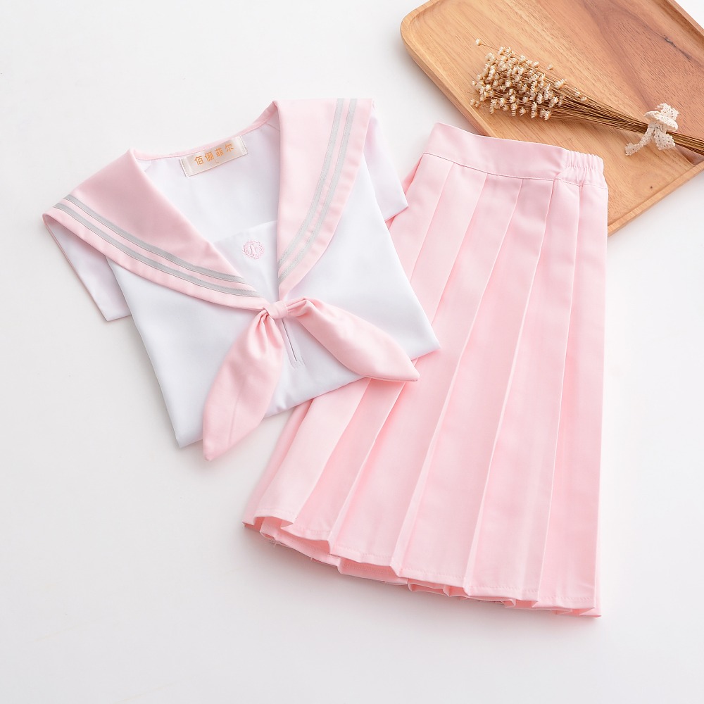 Japanese School Uniform For Girls Sailor Pink Mint Style Students Clothes For Girl Plus size Lala Cheerleader clothing Image