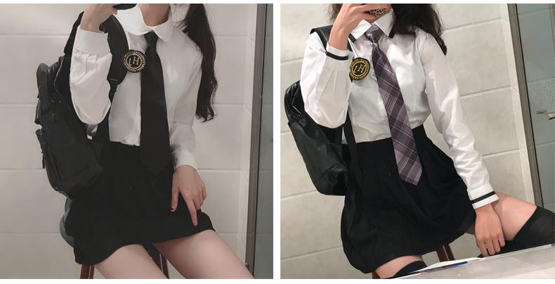 Japanese School Uniforms Jk College Style Students Girls Long Sleeve Tops+tie+skirt+cardigan Gray Pleated Skirt British Style Image