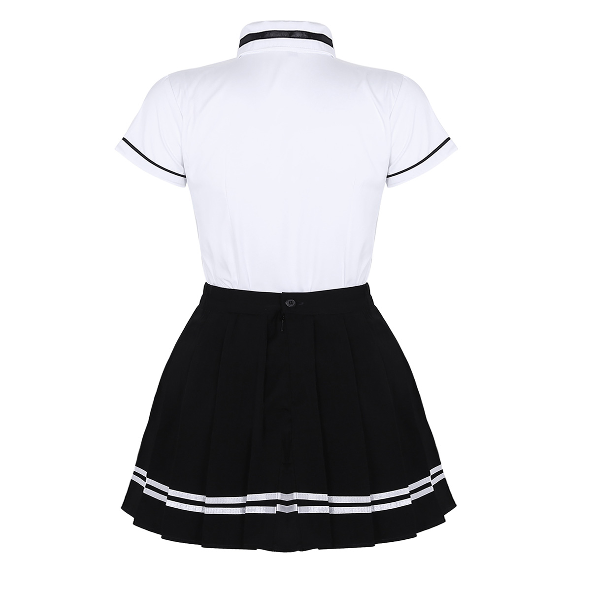 TiaoBug Japanese School Girl Uniform Suit White Short Sleeve T-shirt Top Pleated Skirt Cosplay Korean Girls Student Costume Set Image