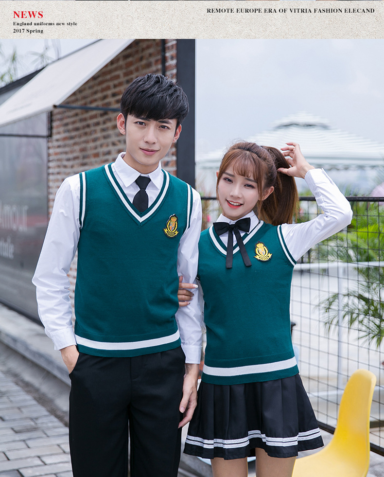 Student School Uniform 4pcs Winter Boy Girls Japanese Students Wear Tenneger College Uniforms Girls Boys Sweater Costume D-0548 Image