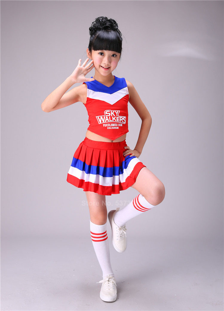 Sleeveless Vest+pleated Skirt 2PCs Cheerleader Costumes for Kids Girls Student School Uniform Cheerleading Dance Performance Image
