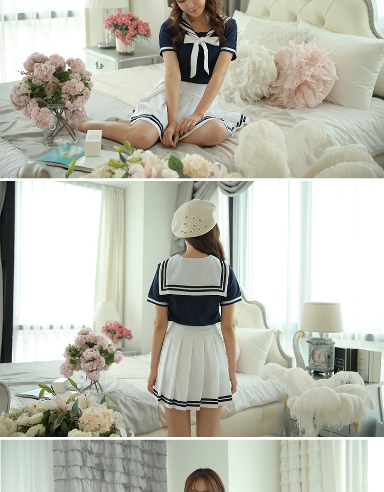 Japanese school uniforms Anime COS sailor suit tops+tie+skirt JK Navy style Students clothes for Girl Women Short sleeve XXXXL Image