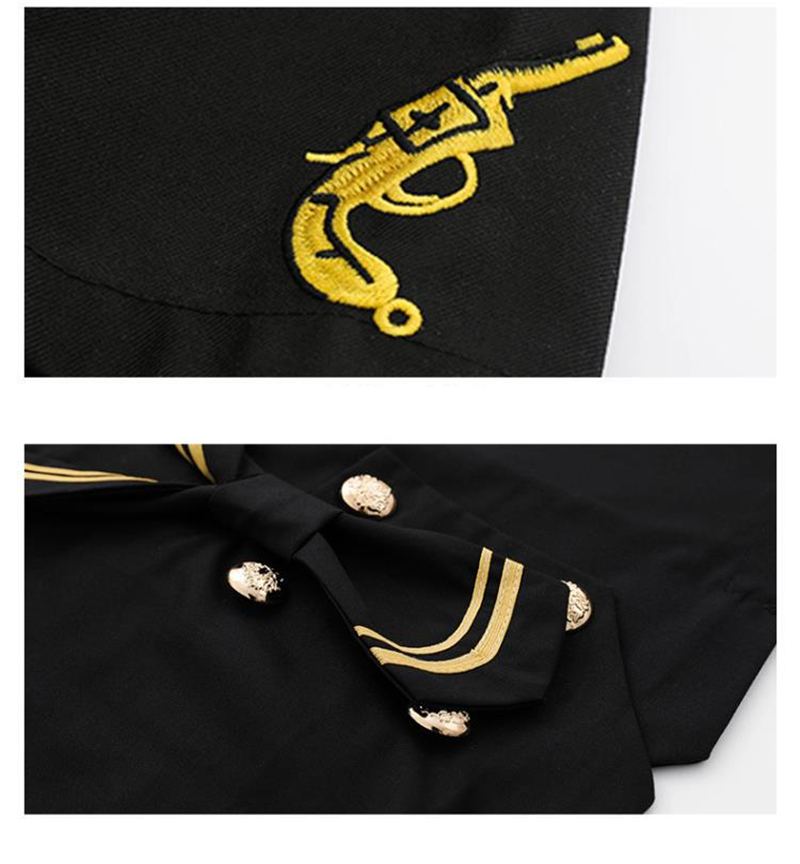 Japanese Bad Girls School Uniform Basic Pleated Skirt Excellent Students Super-long College Black Sailor Suits Mori Lolita Shoes Image