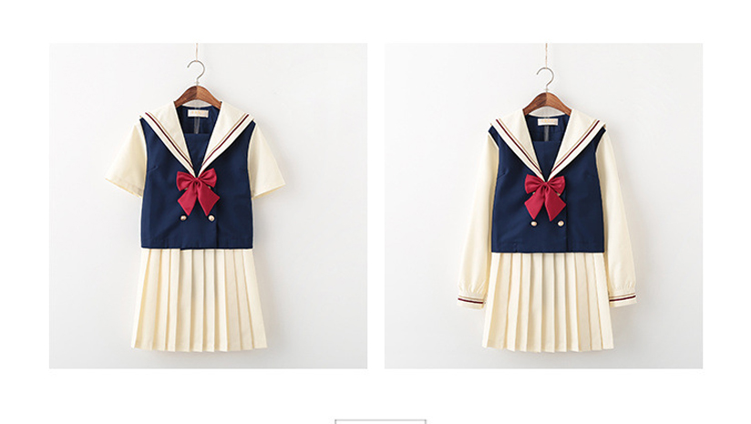 Girls Navy Sailor JK Suit Japanese Anime School Uniform Women Tops Pleated Skirt Cardigan College Student Carnival Party Costume Image