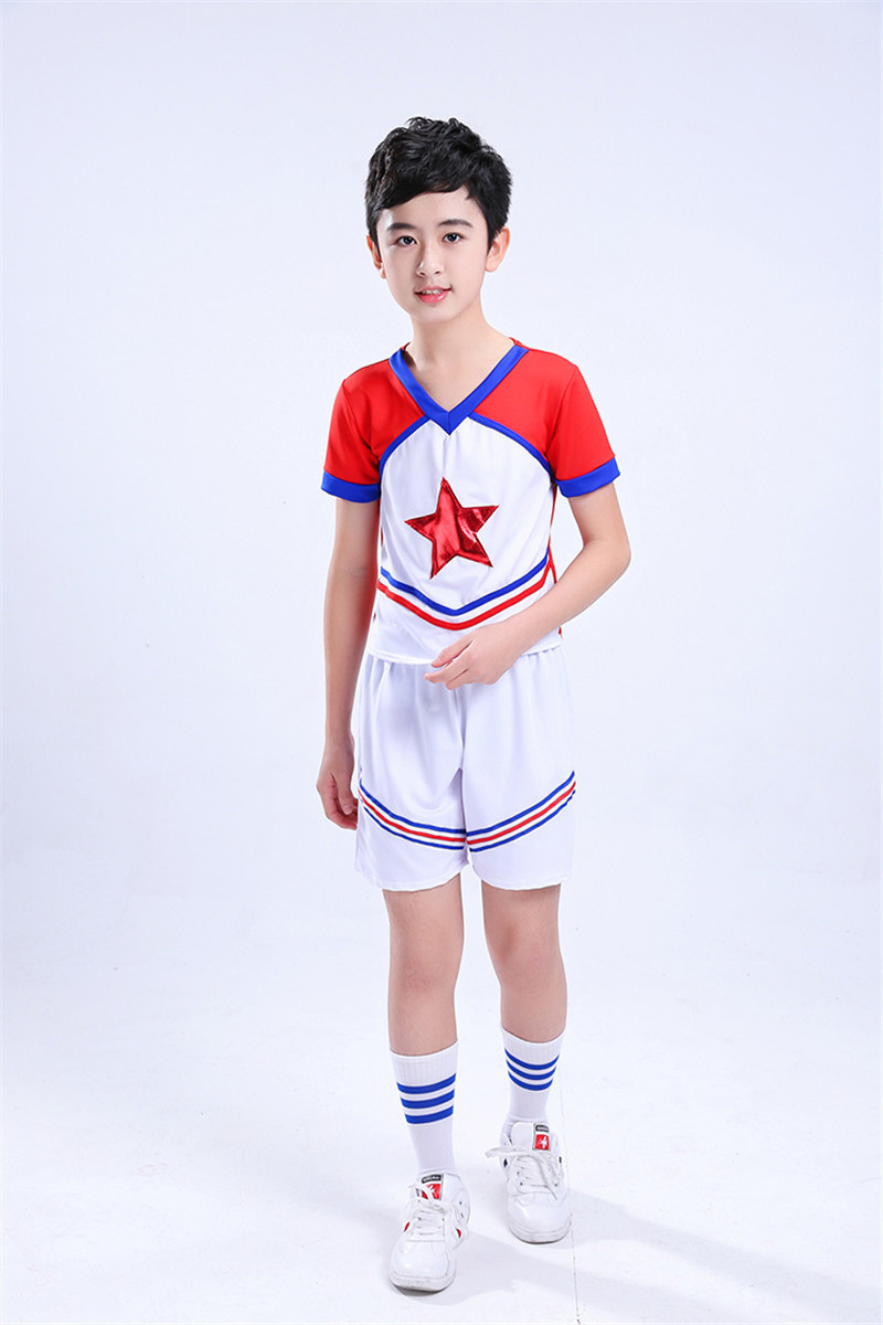 Teenager Girls School Uniform Dresses Stage Wear Show Performance Cheerleading Cheerleader Costumes for Kids Boys Clothing Set Image