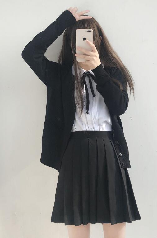 Japanese sailor suit long-sleeved school uniform Cardigan student wear class Japanese JK uniform shirt Cardigan set Image