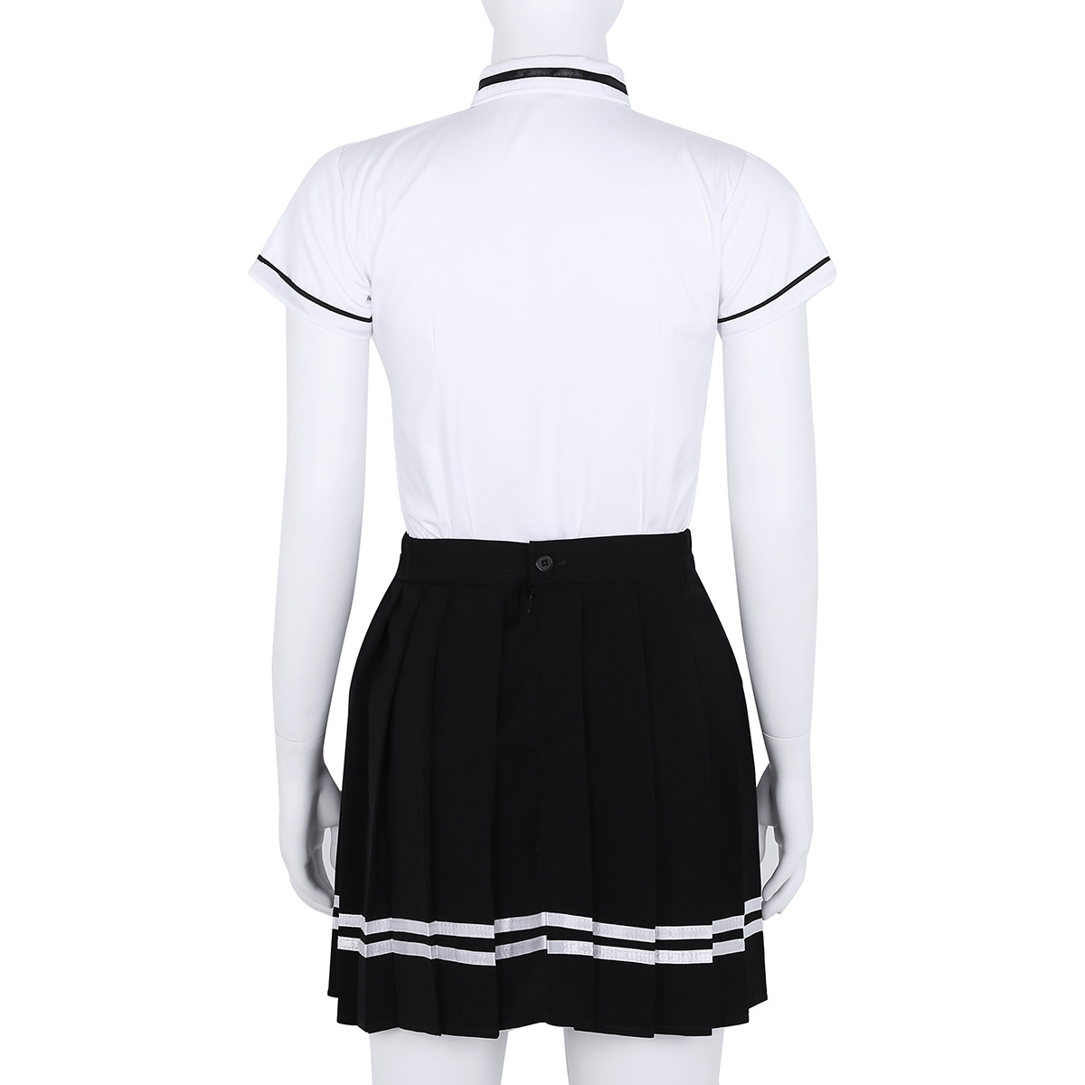TiaoBug Japanese School Girl Uniform Suit White Short Sleeve T-shirt Top Pleated Skirt Cosplay Korean Girls Student Costume Set Image