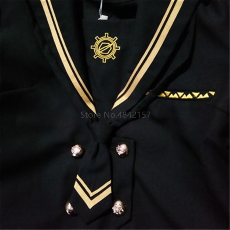 Japanese Bad Girls School Uniform Basic Pleated Skirt Excellent Students Super-long College Black Sailor Suits Mori Lolita Shoes Image