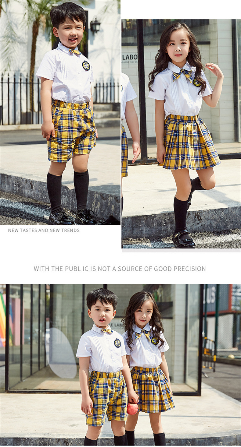 90-180cm Kids Fashion School Uniforms Korean Japanese Style Class Clothes Top Plaid Skirt Tie Stage Costumes for Children Image