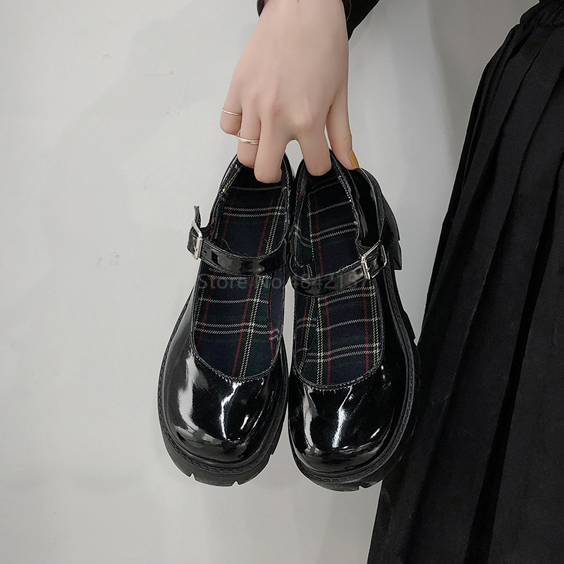 Japanese Bad Girls School Uniform Basic Pleated Skirt Excellent Students Super-long College Black Sailor Suits Mori Lolita Shoes Image