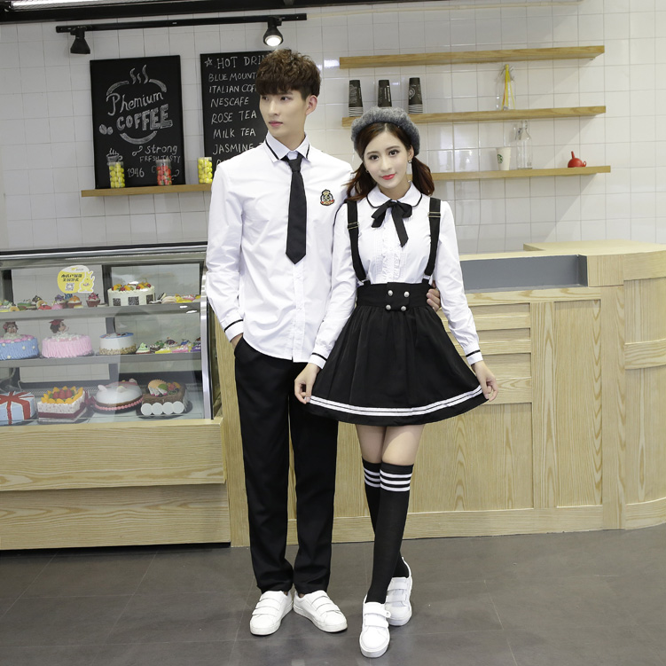 Hot Korean School Uniform Girls Jk Navy Sailor Suit For Women Japanese School Uniform Cotton White Shirt + Plaid Straps Skirt Image