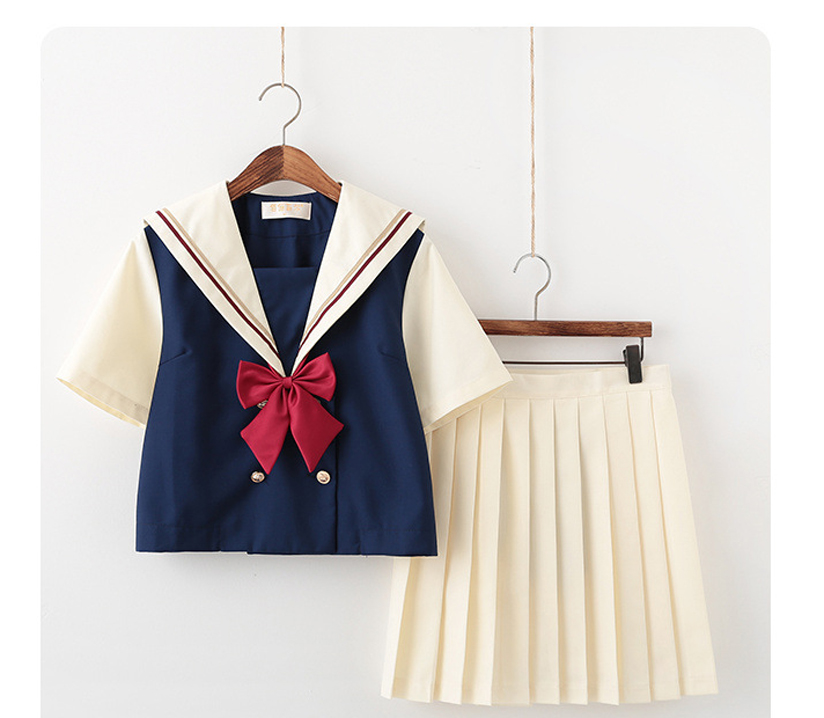 Girls Navy Sailor JK Suit Japanese Anime School Uniform Women Tops Pleated Skirt Cardigan College Student Carnival Party Costume Image