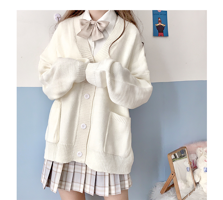 School Girl Uniform JK Cardigan Loose JK Sweater Coat Japanese School Uniform Japanese Fashion Uniformes Chandail Image