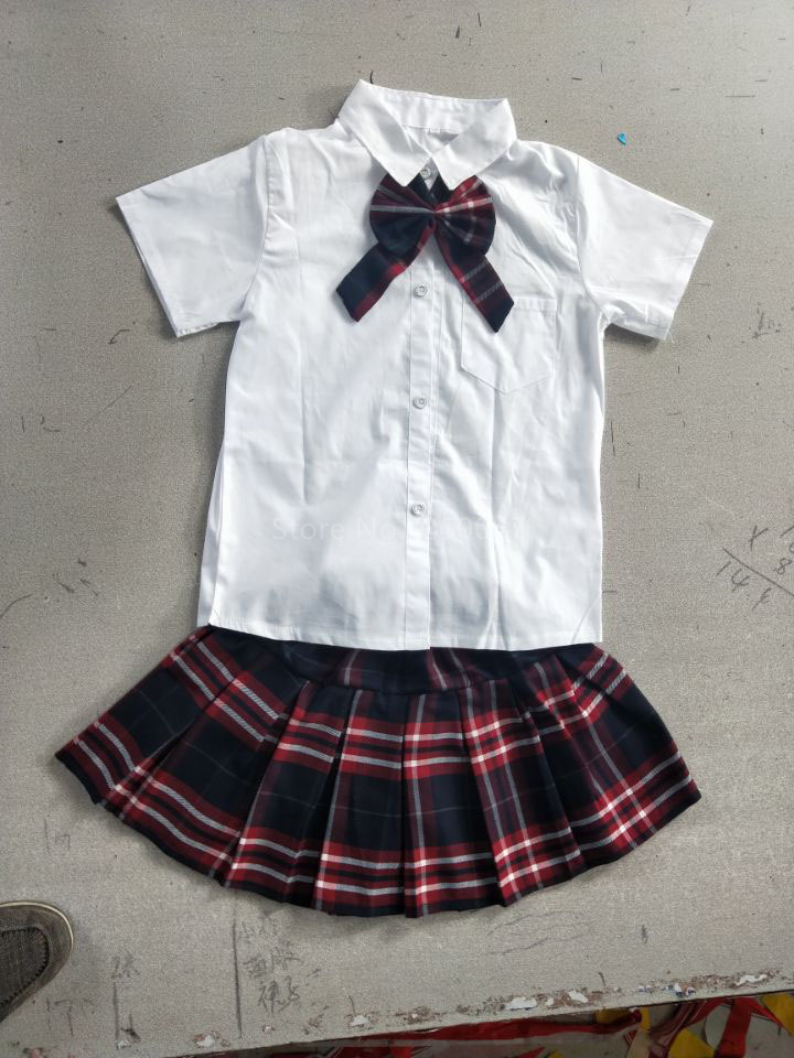 100-170cm Kids Clothing Set Tops+skirt+strap Teenager Girls Plaid Student School Uniform for Children Boys Choir Costumes Image