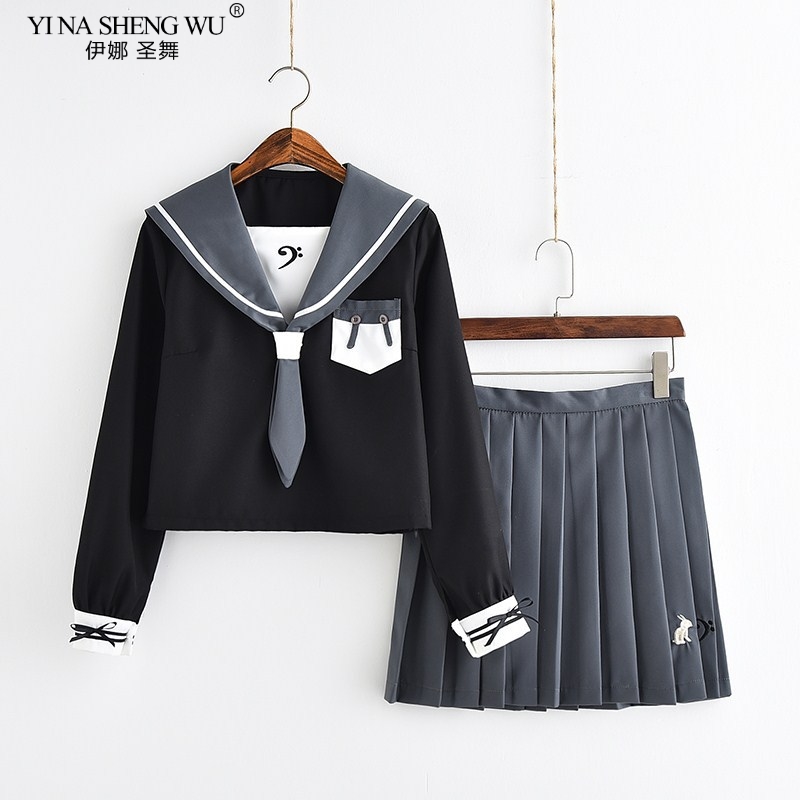 Japanese Korean Version JK Suit Woman School Uniform High School Sailor Navy Cosplay Costumes Student Girls Pleated Skirt Sets Image