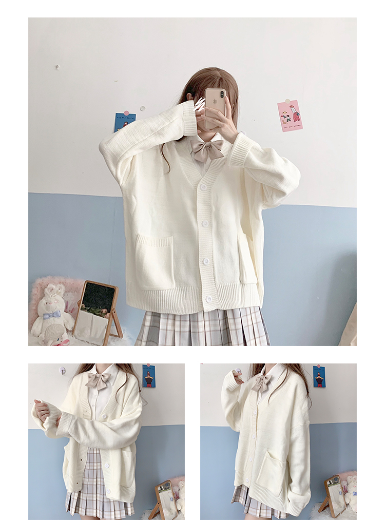 School Girl Uniform JK Cardigan Loose JK Sweater Coat Japanese School Uniform Japanese Fashion Uniformes Chandail Image