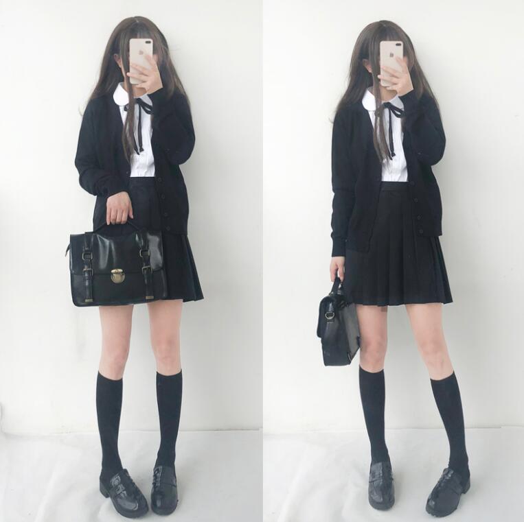 Japanese sailor suit long-sleeved school uniform Cardigan student wear class Japanese JK uniform shirt Cardigan set Image