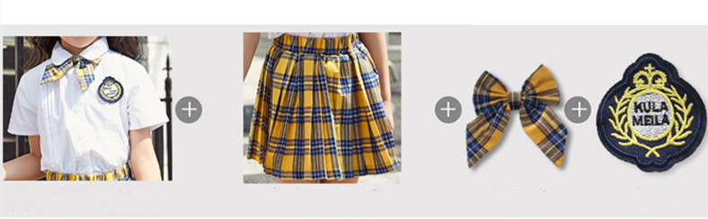 90-180cm Kids Fashion School Uniforms Korean Japanese Style Class Clothes Top Plaid Skirt Tie Stage Costumes for Children Image