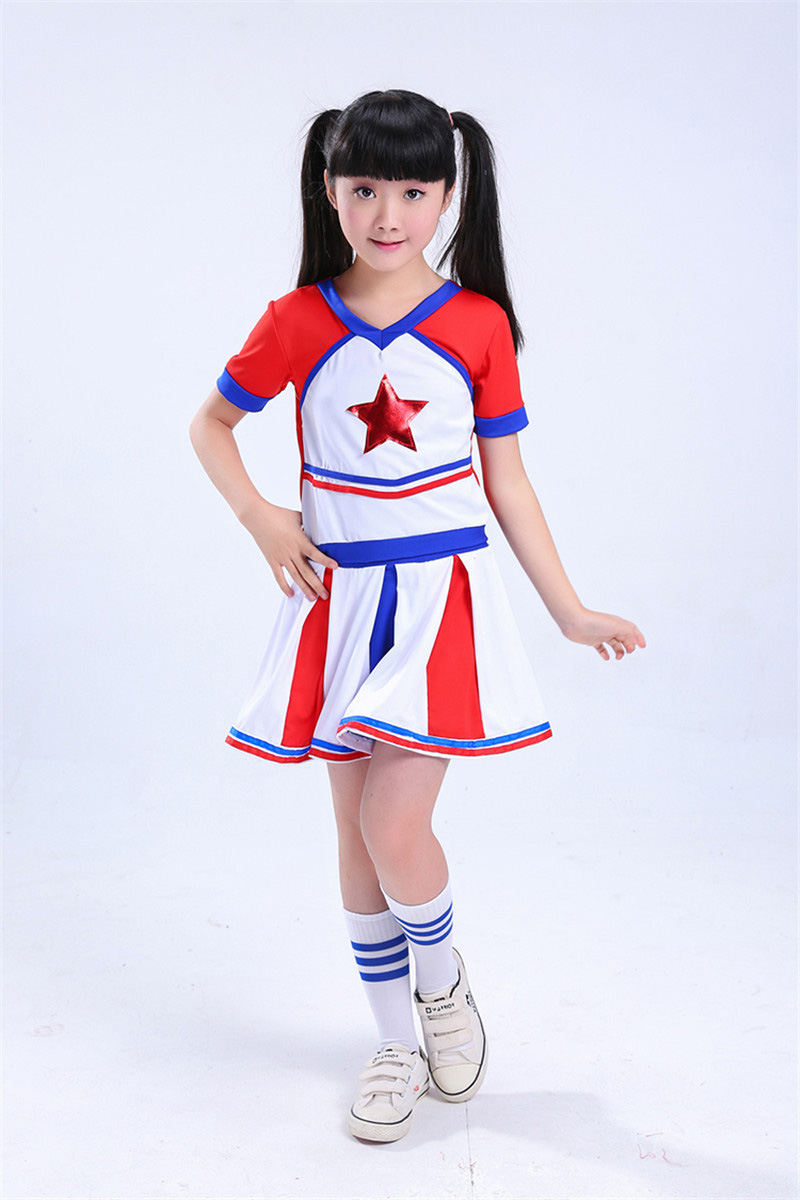 Teenager Girls School Uniform Dresses Stage Wear Show Performance Cheerleading Cheerleader Costumes for Kids Boys Clothing Set Image