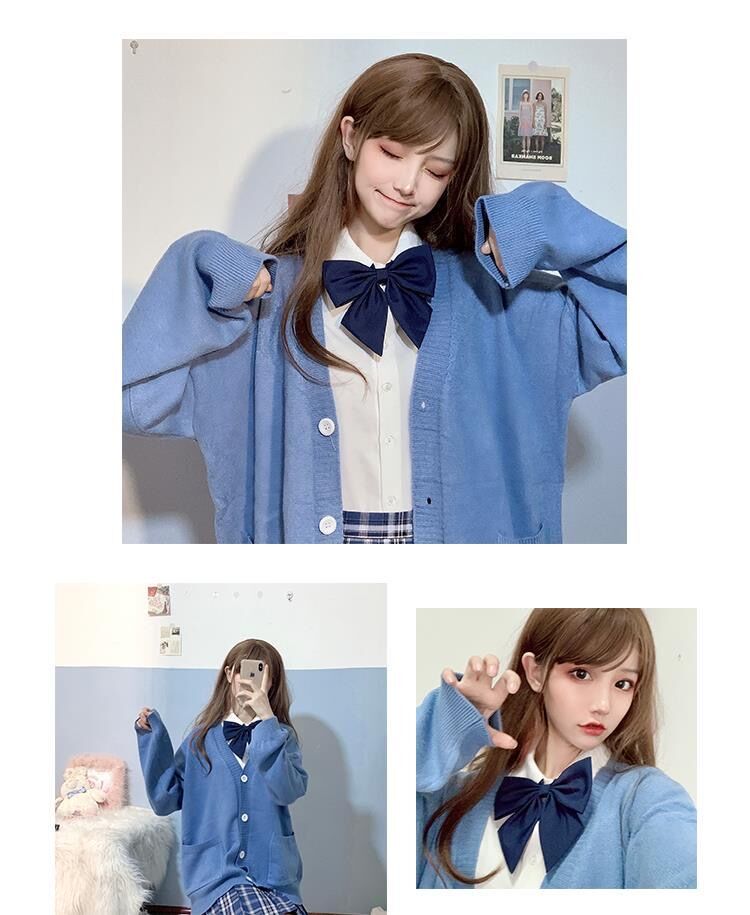 School Girl Uniform JK Cardigan Loose JK Sweater Coat Japanese School Uniform Japanese Fashion Uniformes Chandail Image