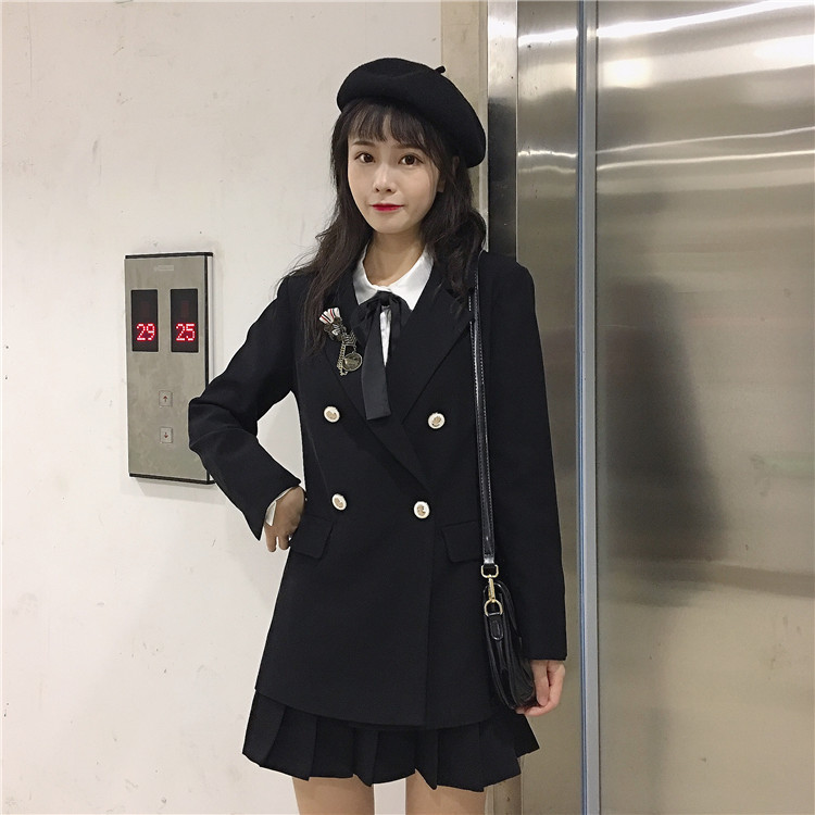 JK Uniforms College  Suit Female Autumn Small Suit Jacket Shirt Jacket Pleated Busts Wears japanese fashion  school uniform Image
