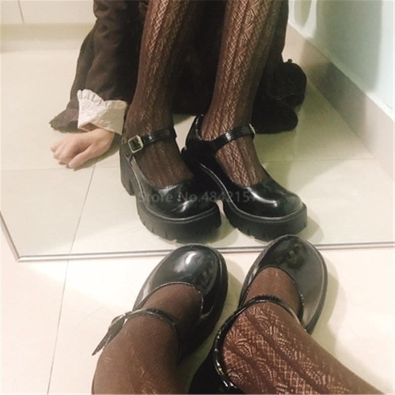 Japanese Bad Girls School Uniform Basic Pleated Skirt Excellent Students Super-long College Black Sailor Suits Mori Lolita Shoes Image