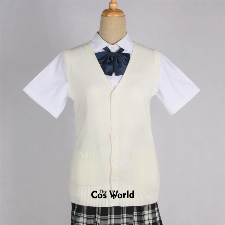 Men's Women's Spring Autumn Sleeveless Knit Cardigan V Neck Sweater Outwear Jacket Coat For JK School Uniform Student Clothes Image