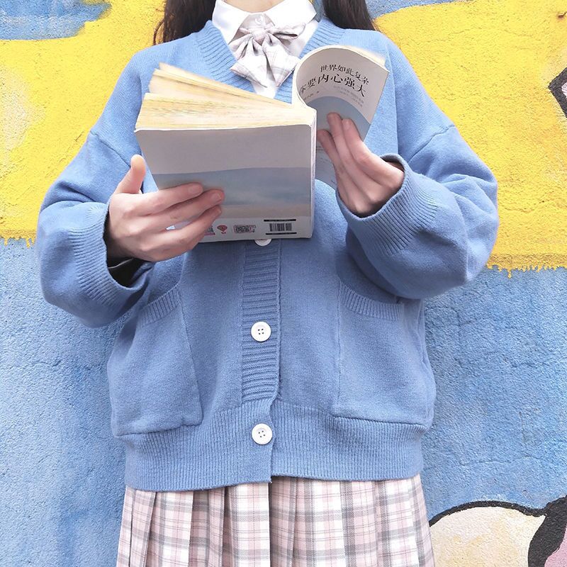 School Girl Uniform JK Cardigan Loose JK Sweater Coat Japanese School Uniform Japanese Fashion Uniformes Chandail Image