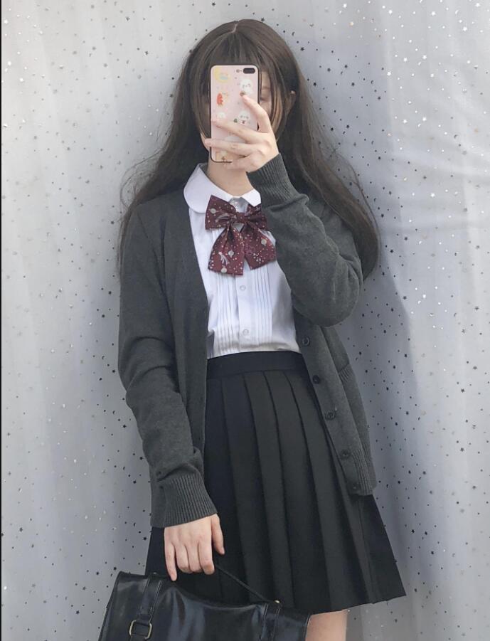 Japanese sailor suit long-sleeved school uniform Cardigan student wear class Japanese JK uniform shirt Cardigan set Image