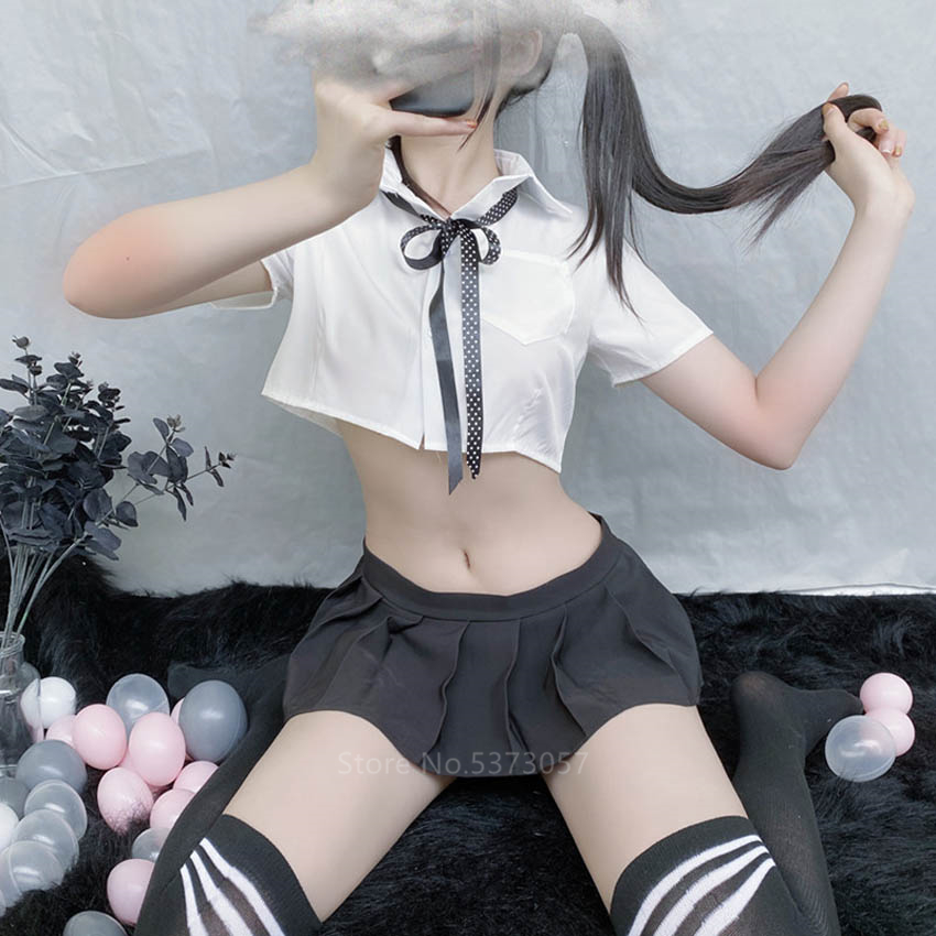 Woman School Uniforms Sexy Collage Student Sailor Party Cosplay Costume Japanese Short Sleeve Anime JK Suit Girls Pleated Skirt Image