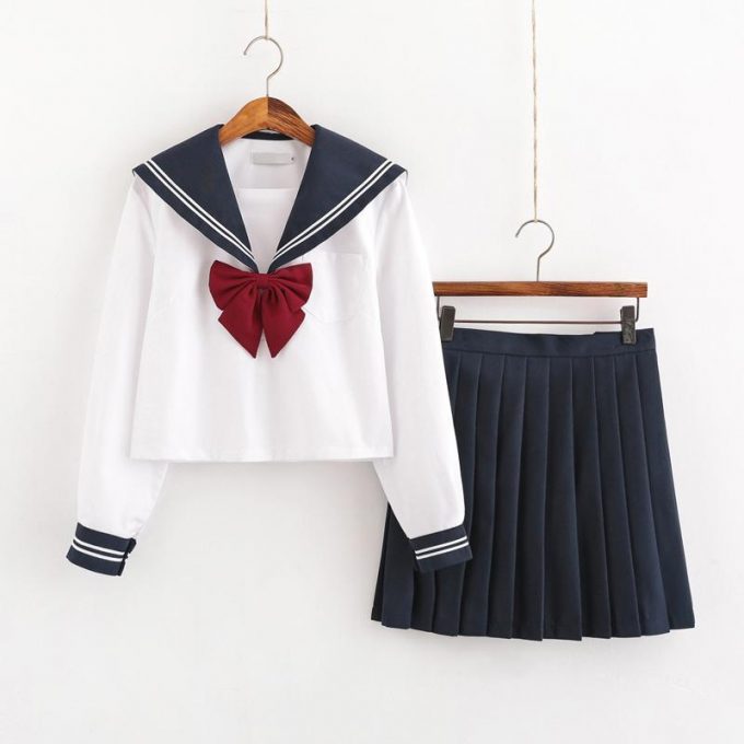Japanese School Uniform Skirt Sailor Dress Costumes JK Uniform Suit ...