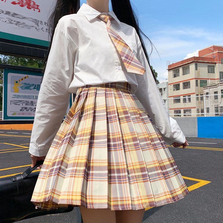 Japanese Girls Spring Autumn Long Sleeve White Shirt and High Waist ...