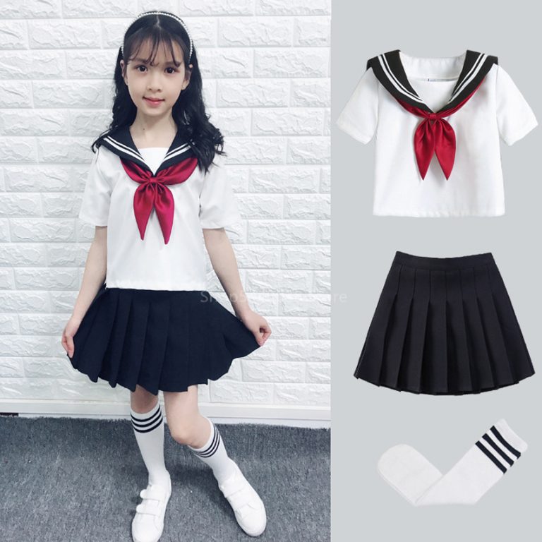 Kid JK Sailor Dress 4PCS Girl Japanese Korean Orthodox School Uniform ...