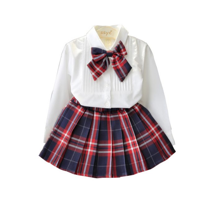 90-130cm Children British Style School Uniform for Kids Girls White ...