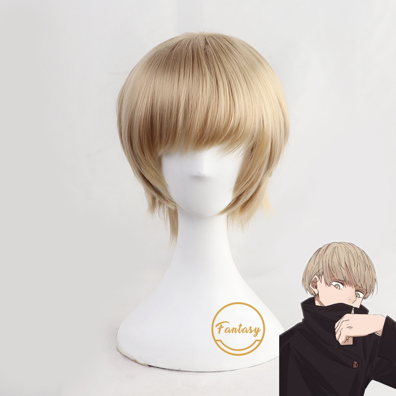 Anime Jujutsu Kaisen Toge Inumaki Short brown Cosplay Heat Resistant Synthetic Hair Halloween Party + Free Wig Cap Image